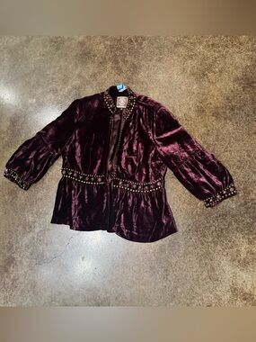 Double D Ranch Velvet Bomber Jacket in Deep Plum